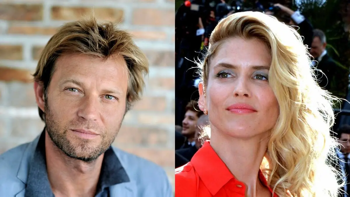 Portraits côte à côte de Laurent Delahousse, veste bleue sur fond de briques, et d’Alice Taglioni en chemisier rouge